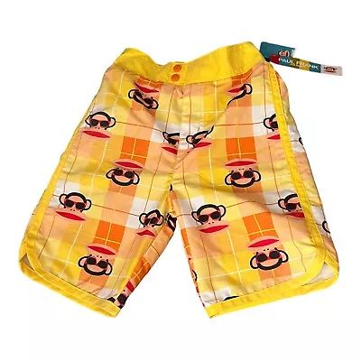 Paul Frank Boys Toddler Size 4T Swim Shorts Monkey Sunglasses Yellow READ • $9.74