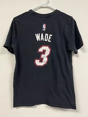 NBA Miami Heat Dwayne Wade T Shirt Size Youth Large Black #3 Short Sleeve Logo  • $12.88