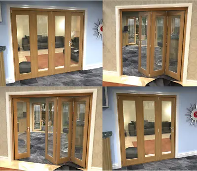 Internal Bifold Doors Oak Unfinished 1 Pane Clear Glass Shaker Design - Top Hung • £519
