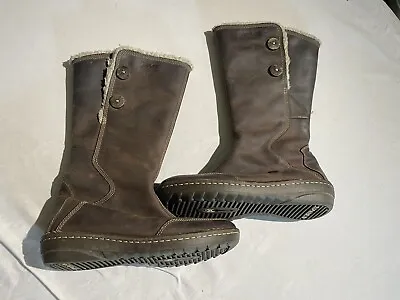 Teva Women's Tonalea Boot Size 6.5 Waterproof Brown Leather Sherpa Shearling Zip • $80