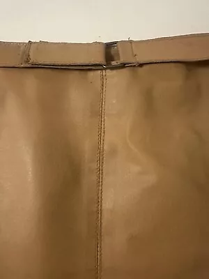 Women's Tan A Line  100% Leather Skirt 12 UK • £10