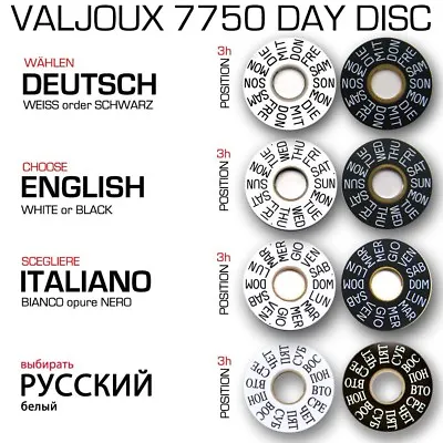 $20 • Buy Day Disc For Movement Eta Valjoux 7750, Black Or White, Languages: E/d/i/russian