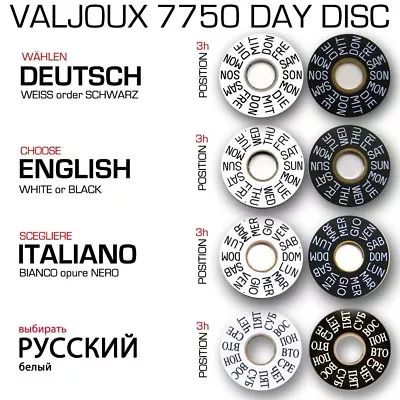 Day Disc For Movement Eta Valjoux 7750 Black Or White Languages: E/d/i/russian • $20