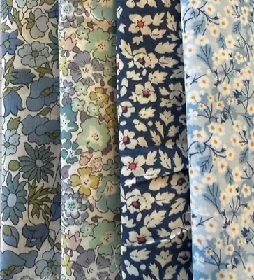 Liberty Tana Lawn Fabric Scrap Packs Inc. Poppy & Daisy 100% Cotton (Blues) • £8.25