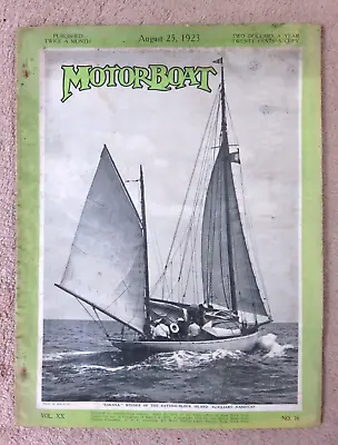 MOTORBOAT MAGAZINE August 25 1923 Motor Boat Vtg Boating Regatta Racing • $20.99