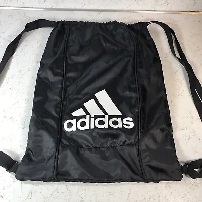 Adidas Drawstring Dust Bag Gym Football Soccer Cleats Backpack Black White • $17.95