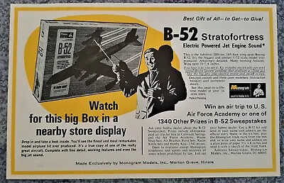 Vintage 1968 Monogram B-52 Stratofortress Model Airplane Advertisement • $5.99