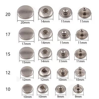 10Sets Metal Snap Fasteners Popper Press Stud Buttons DIY For Clothes 10/15/20mm • $2.01