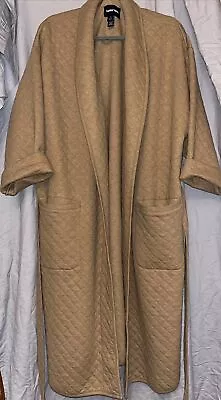 Lands’ End Bath Spa Robe With Belt Women's Size L 14-16 Diamond Quilting Mustard • $30