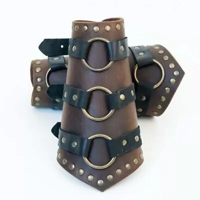 Leather Arm Bracer For LARP Cosplay Medieval Costume Decorative O-ring Steampunk • $111.60