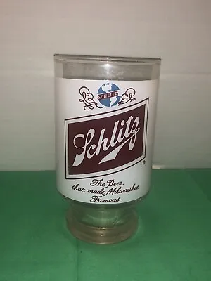 Vintage Schlitz Beer Large Pedestal Footed Beer Glass  7  Tall Nice! • $14.99