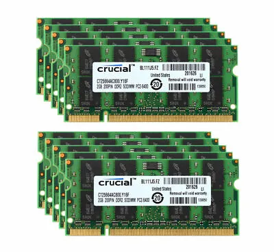 £8.99 • Buy New 100% Genuine Crucial 2GB 4GB Memory Ram Laptop DDR2 PC2 6400S 800MHz SODIMM 