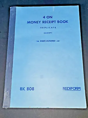 Vintage Rediform Money Receipt Book Triplicate 100 Sets/Book 8K 808 #6201-6400 • $15.95