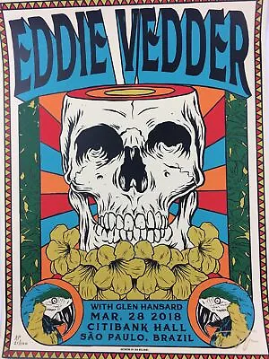 Eddie Vedder - 2018 Ian Wlliams Poster Sao Paulo BR Citibank Hall AP S/N • $275.26
