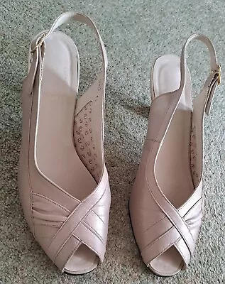 £6.99 • Buy Ladies Sunsteps Equity Leather Peep-toe + Sling-back Ivory Shoes Size 6.5