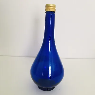 Vintage Cobalt Blue Glass Bottle 10” Acqua Della Madonna Made In Italy Teardrop • $17.85