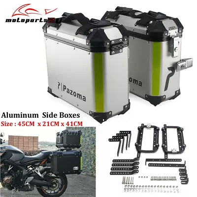 Pair 36L Motorcycle Hard Side Saddle Bags Boxs Luggage Case W/ Mounting Bracket • $734.10