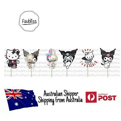 12x Hello Kitty Gothic Cupcake Topper Cake Decoration Bday Party Single Sided • $8.50