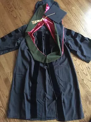 Oak Hall Doctoral Graduation Gown Pharmacy Rutgers Black Red Green 2022 Cap 5' 6 • $29.94