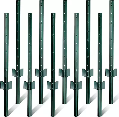Gtongoko 6 Feet Sturdy Duty Metal Fence Post Pack Of 10 U Post For Fencing For • $119.48
