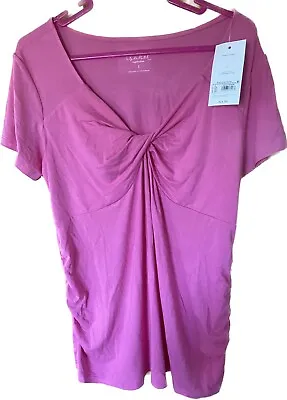 NWT Ingrid + Isabel Large Short Sleeve Maternity Twist-Front Pink Top • $15