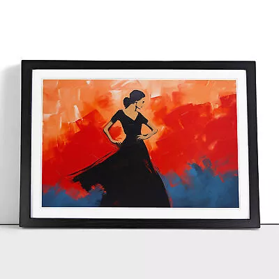 Flamenco Dancer Minimalism Framed Wall Art Poster Canvas Print Picture Painting • £14.95