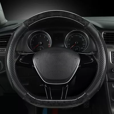 Car Steering Wheel Cover Carbon Fiber For Volkswagen Type1 Sedan Car 14in (Black • $22.90