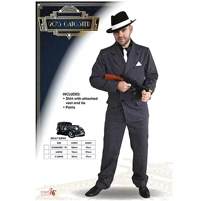 # 1920s Pinstripe Gangster Great Gatsby 20s Mens Costume • $59.99