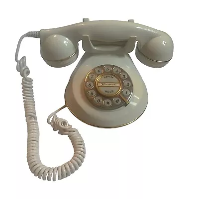 Vintage Microtel Knightsbridge Cream & Gold Push Button Dial Desk Telephone • $40