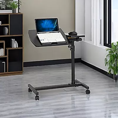 Black Adjustable Computer Desk Portable Laptop Table W/ 4 Wheels & Laptop Desk • $58.99