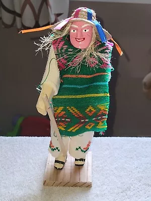 Vtg Mexican Michoacan Viejitos Dance Old Man Wood Fabric Textile 11  Doll Figure • $25