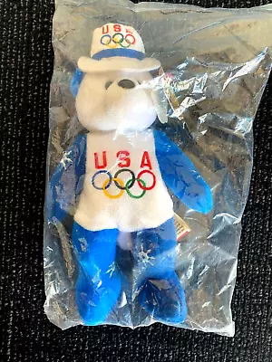 2002 Salt Lake Olympic Games Plush Team Ring Beanie Bears USA 8   NIP W/ TAGS • $5