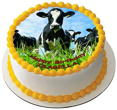 COW 7.5 PREMIUM Edible ICING Cake Topper DECORATION FARM ANIMAL D1 • £9.47