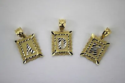 Authentic 10K Gold Initial Pendant Charm Plate Diamond Cut For Boys Men • $55.16