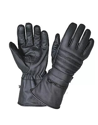 Men Motorcycle Gloves Genuine Leather Warm Winter Cold Weather Full Finger Glove • $17.99