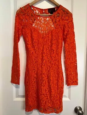 H&M Orange Lace Women Dress Long Sleeve Size 4 Nwot • $18