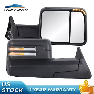 Pair Black Power Heated Tow Mirrors Led Signal Fit 98-01 Dodge Ram 1500 2500 New • $165.79