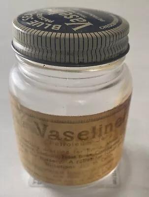 Vintage Vaseline Petroleum Jelly Blue Seal Glass Jar 3 1/2 Oz • $16.99