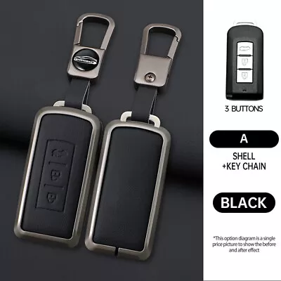 Metal Key Bag Case Keychain Fob For Mitsubishi L200 Colt Outlander Pajero Black • $21.59