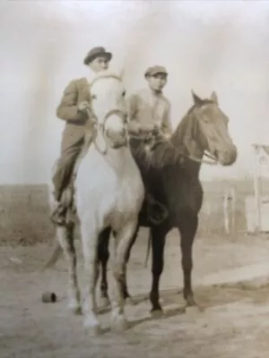 Vintage RPPC Real Photograph Postcard 2 Two Men On Horses Horse Peaky Blinders • $1