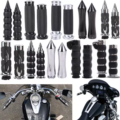 1  Motorcycle Chrome Black Hand Grips Handlebar For Harley Yamaha Honda Kawasaki • $33.20