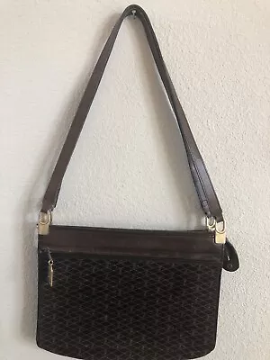 Vintage 80’s Charles Jourdan Logo Brown Suede/Leather Paris Double Handle Purse • $16