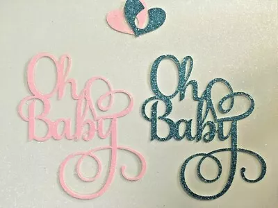 Custom Colour Cake Topper Oh Baby Shower Gender Reveal Boy Girl Glitter 300gsm* • $11.90