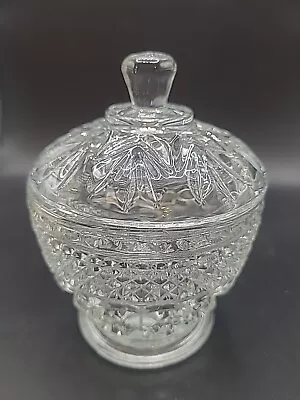 Vintage Glass Sugar Bowl With Lid Pedestal Candy Dish Grannycore  • $10.37