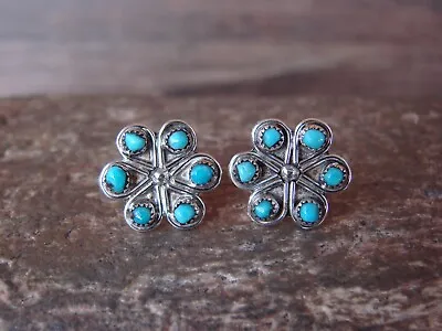 $45.99 • Buy Zuni Indian Sterling Silver Turquoise Cluster Post Earrings - Lastiyano