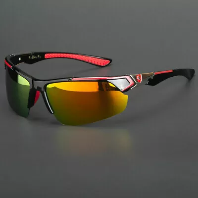 New Men Polarized HD Sunglasses Sport Wrap Around Mirror Driving Khan Sunglasses • $11.98