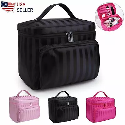 Professional Large Cosmetic Case Make Up Bag Storage Handle Organizer Travel Kit • $9.89