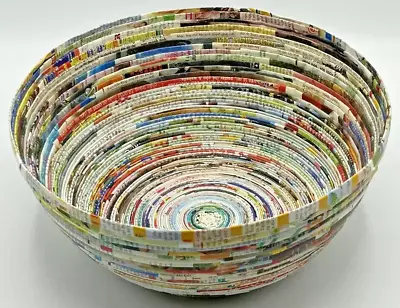 Vietnamese Magazine Coiled Paper Basket Bowl Large 12  Out Of Round 5  Tall • $26.95