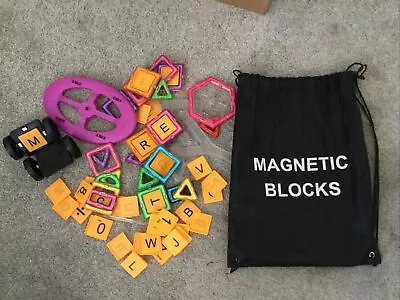 Magnetic Building Toy Tiles 3D Blocks Ferris Wheel Cars Letters Numbers • $0.01