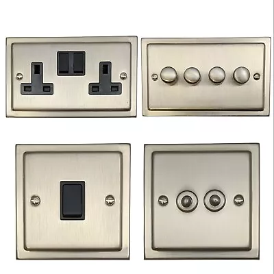 Trimline Matt Chrome Satin Nickel TSNB Light Switches Plug Sockets Dimmers TV • £69.95